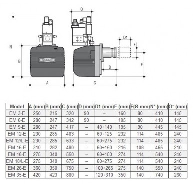 Газовая горелка Lamborghini EM 6 - E D1 одноступенчатая
