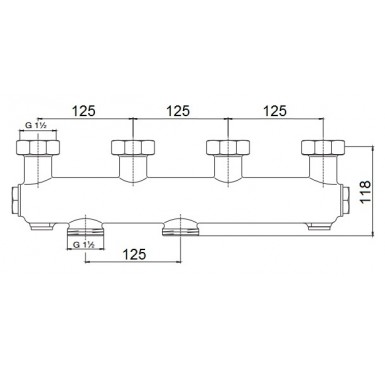 Коллектор распределительный Oventrop Regumat 1 1/2" на 2 выхода, бронза 1351571