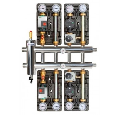 Коллектор распределительный Прокситерм с гидрострелкой, 120 кВт, 5 контуров GSK 40-5