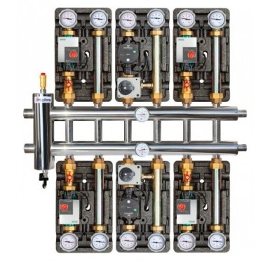 Коллектор распределительный Прокситерм с гидрострелкой, 85 кВт, 7 контуров GSK 32-7