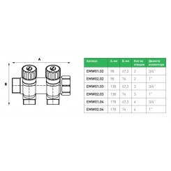 Коллектор модульный Elsen 1 3 выхода 3/4", с вентилями EMW02.03"