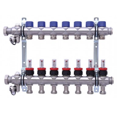 Коллектор распределительный Hansa FBH 63 1 на 7 контуров с расходомерами"