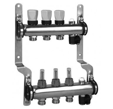 Коллектор распределительный Meibes 1 на 3 контура, с расходомерами RW 1794143"