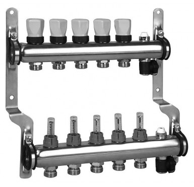 Коллектор распределительный Meibes 1 на 5 контуров, с расходомерами RW 1794145"