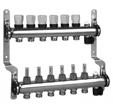 Коллектор распределительный Meibes 1 на 6 контуров, с расходомерами RW 1794146"