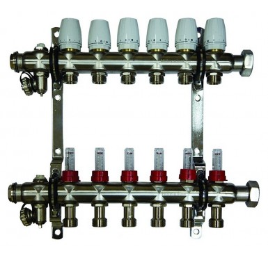 Коллектор распределительный Millennium 1 на 6 контуров, с расходомерами 1106"