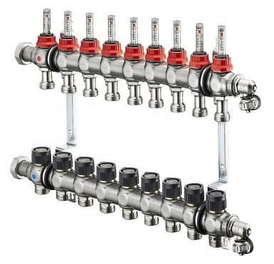 Коллектор распределительный Oventrop Multidis SF 1 на 9 контуров, с ротаметрами 1404359