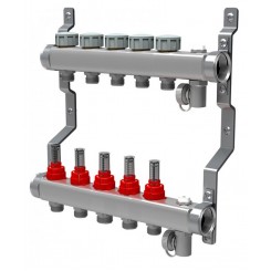 Коллектор распределительный Royal Thermo 1 на 5 контуров, с расходомерами RTE 52.105"
