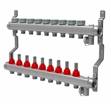 Коллектор распределительный Royal Thermo 1 на 9 контуров, с расходомерами RTE 52.109"