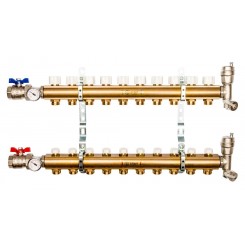 Коллектор распределительный STOUT из латуни без расходомеров 10 выходов SMB 0468 000010