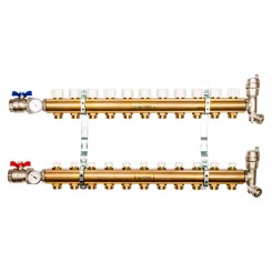 Коллектор распределительный STOUT из латуни без расходомеров 11 выходов SMB 0468 000011