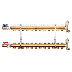 Коллектор распределительный STOUT из латуни без расходомеров 12 выходов SMB 0468 000012