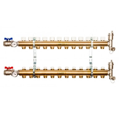 Коллектор распределительный STOUT из латуни без расходомеров 12 выходов SMB 0468 000012