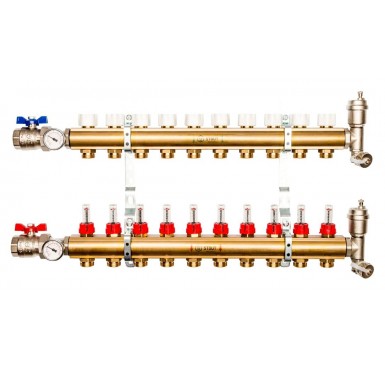Коллектор распределительный STOUT из латуни с расходомерами 10 выходов SMB 0473 000010