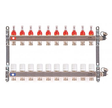 Коллектор распределительный Uni-Fitt 1 10 выходов, с расходомерами и термостатическими вентилями 450I4310"
