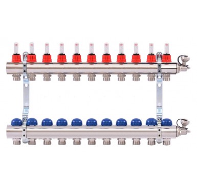 Коллектор распределительный Uni-Fitt 1 11 выходов, с расходомерами и термостатическими вентилями 440E4311"