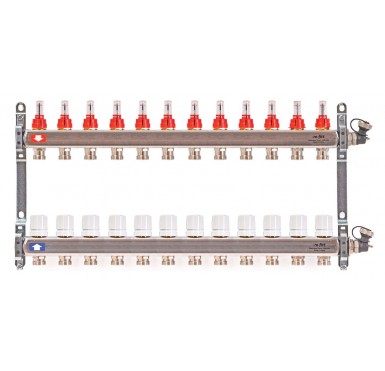 Коллектор распределительный Uni-Fitt 1 12 выходов, с расходомерами и термостатическими вентилями 450I4312"