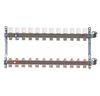 Коллектор распределительный Uni-Fitt 1 12 выходов, с регулировочными и термостатическими вентилями 451I4312"
