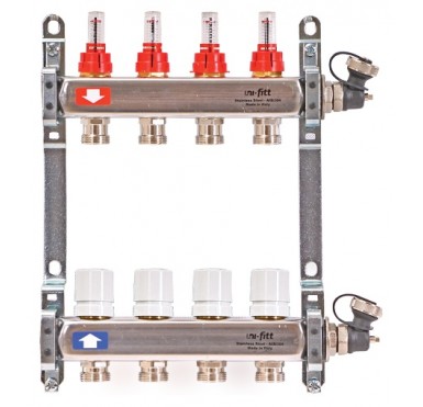 Коллектор распределительный Uni-Fitt 1 2 выхода, с расходомерами и термостатическими вентилями 450I4302"