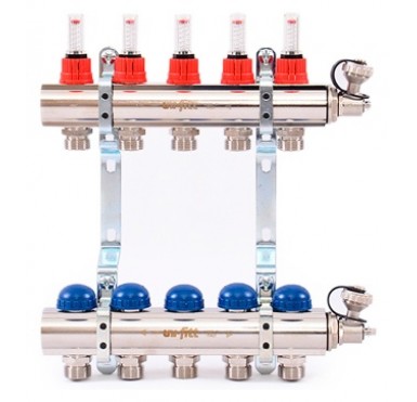 Коллектор распределительный Uni-Fitt 1 5 выходов, с расходомерами и термостатическими вентилями 440E4305"