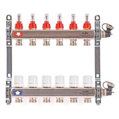 Коллектор распределительный Uni-Fitt 1 6 выходов, с расходомерами и термостатическими вентилями 450I4306"