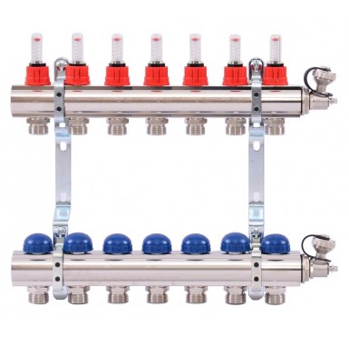 Коллектор распределительный Uni-Fitt 1 7 выходов, с расходомерами и термостатическими вентилями 440E4307"