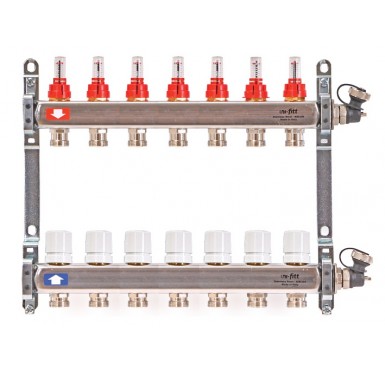 Коллектор распределительный Uni-Fitt 1 7 выходов, с расходомерами и термостатическими вентилями 450I4307"
