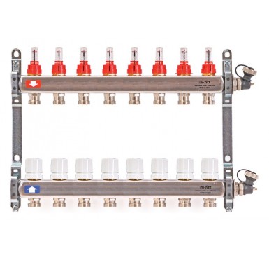 Коллектор распределительный Uni-Fitt 1 8 выходов, с расходомерами и термостатическими вентилями 450I4308"
