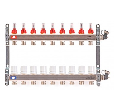 Коллектор распределительный Uni-Fitt 1 9 выходов, с расходомерами и термостатическими вентилями 450I4309"