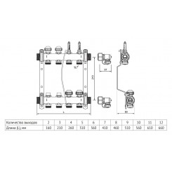 Коллектор распределительный Uni-Fitt Н 1 10 выходов, с расходомерами и термостатическими вентилями 455W4310"