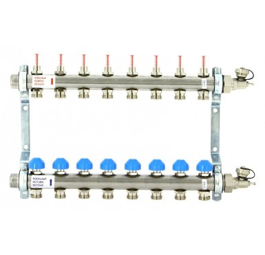 Коллектор распределительный Uni-Fitt Н 1 8 выходов, с расходомерами и термостатическими вентилями 455W4308"