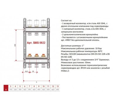 Коллектор STOUT из нержавеющей стали 3 выхода SMS 0922 000003