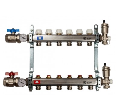 Коллектор STOUT из нержавеющей стали без расходомеров в сборе 6 выходов SMS 0912 000006
