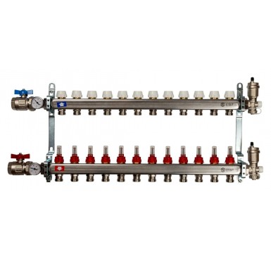 Коллектор STOUT из нержавеющей стали с расходомерами в сборе 12 выходов SMS 0907 000012