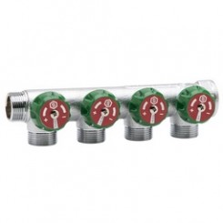 Коллектор STOUT регулирующий 3/4", 4 отвода 1/2" с плоским уплотнением
