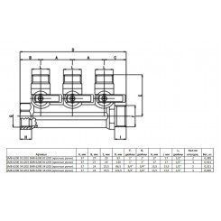 Коллектор STOUT с шаровыми кранами 3/4, 3 отвода 1/2 (красные ручки) SMB 6200 341203""