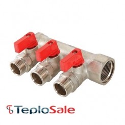 Коллектор Valtec с отсекающими кранами 3/4" х 1/2" на 2 отвода