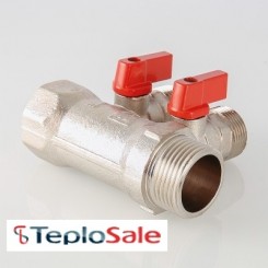 Коллектор Valtec с отсекающими кранами под евроконус 1" x 3/4" на 2 отвода