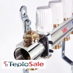 Коллекторный блок Valtec 1" x 3/4", "евроконус" на 4 контура