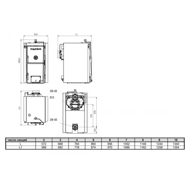 Котел чугунный твердотопливный Viadrus U22 C-6/D-6