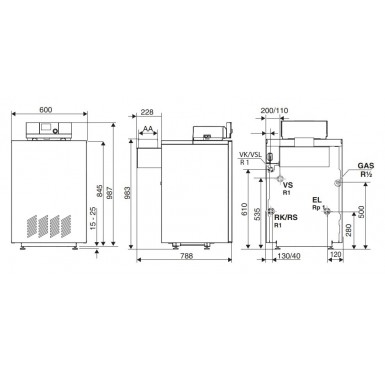 Напольный атмосферный газовый котел Buderus Logano G124-28 WS (8732204649)