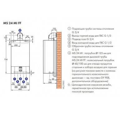 Настенный газовый двухконтурный котел De Dietrich Zena MS 24 MI FF