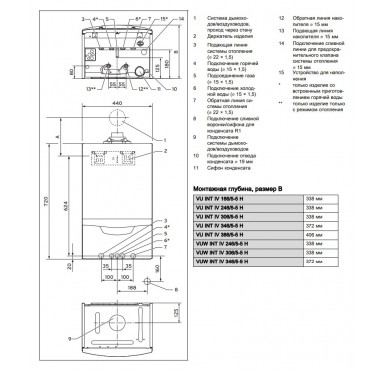 Настенный газовый конденсационный двухконтурный котел Vaillant ecoTEC plus VUW INT IV 346/5-5 H